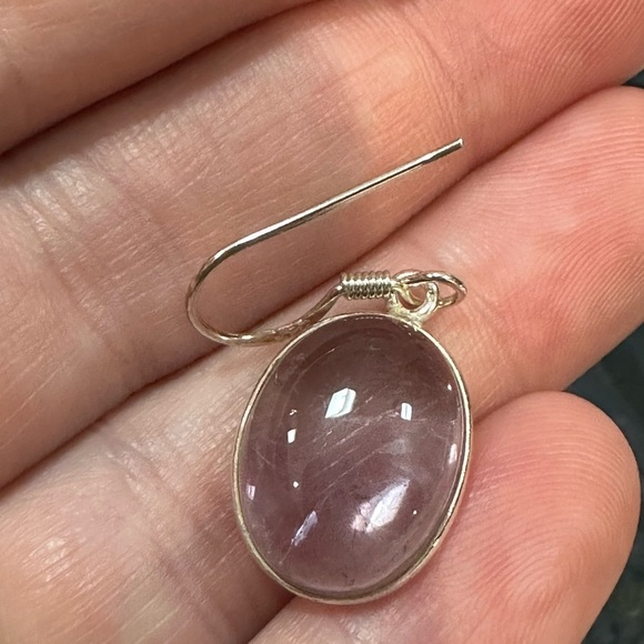 PURPLE glass/amethyst? Sterling silver post earrings - Picture 7 of 9